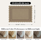 Scalloped 5x7 Rug for Living Room, Easy Jute Washable Outdoor Patio Carpet - Image 2