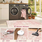 Latte&Fog 2x6 Washable Runner Pink Rugs, Non Slip Runner Rug - Image 8