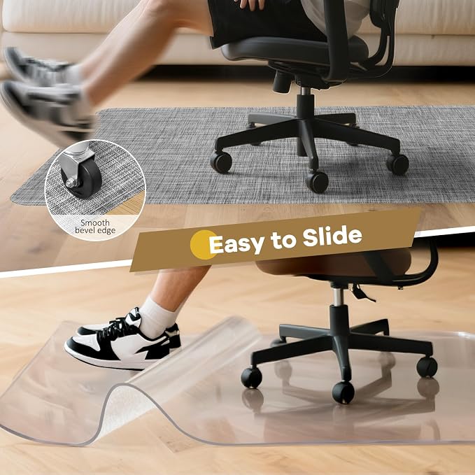 BesWin Large Office Chair Mat for Hardwood Floor, Heavy Duty PVC Floor - Image 2