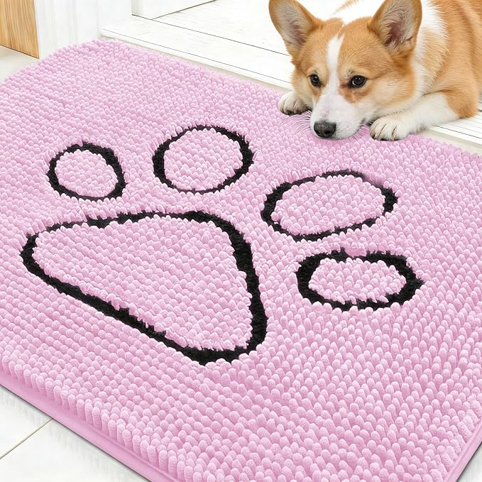 OLANLY Dog Door Mat for Muddy Paws 30x20, Paw Print Design, Absorbs Moisture by OLANLY