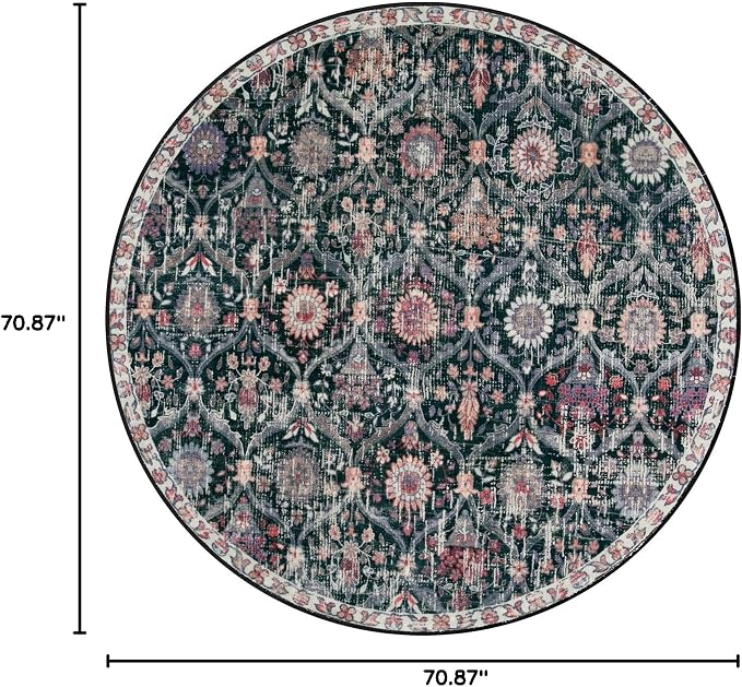 Lahome Moroccan Trellis Washable Round Area Rug, Soft Round Rugs 6ft Ultra-Thin - Image 2