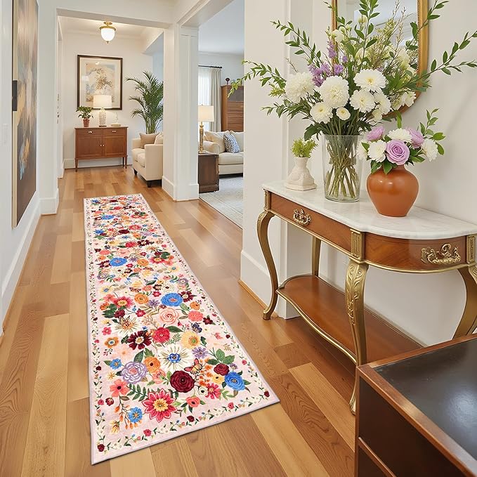 Blush Rug for Hallways Kitchen Rug 2'6" x 14', Non Slip Washable Rugs - Image 6