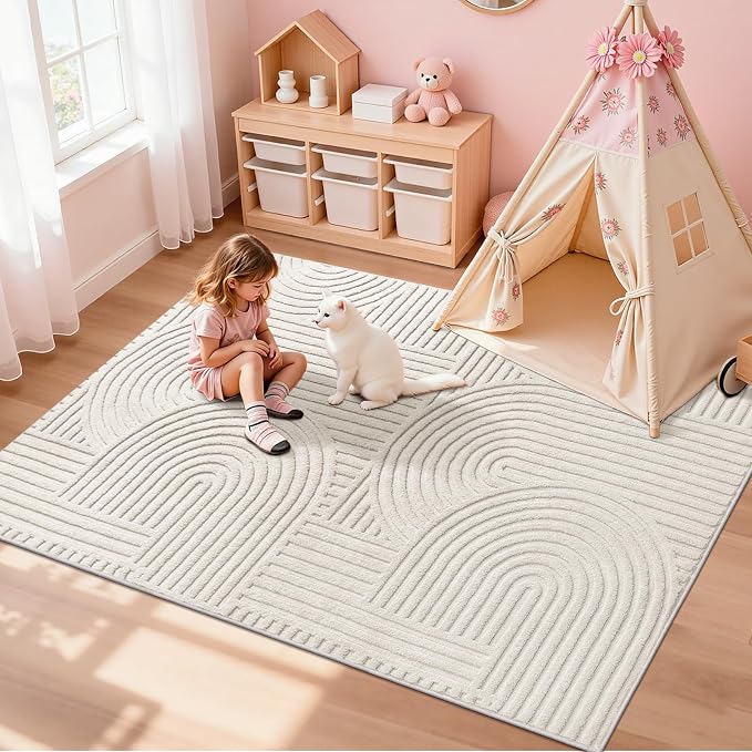 Pauwer 4x6 Washable Area Rugs for Living Room Modern Beige Solid Color Soft - Image 7