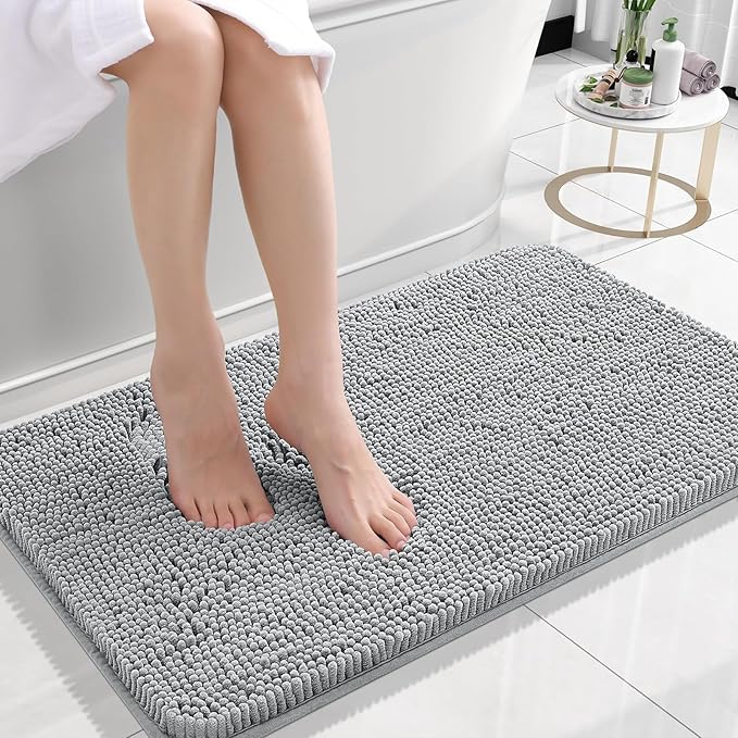 OLANLY Small Bathroom Rugs 24x16, Extra Soft Absorbent Chenille Bath Rugs by OLANLY