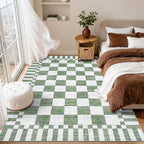 GarveeHome Sage Green Checkered Rug, Washable 3x5 Rug Non Slip - Image 3