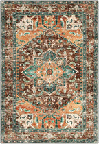 Yamaziot Washable Area Rug, 2x3 Small Entryway Rug Non-Slip Boho Vintage Rug - Image 2