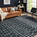 Lahome Moroccan Black 9x12 Rug for Living Room, Washable Non-Slip Ultra-Thin by Lahome