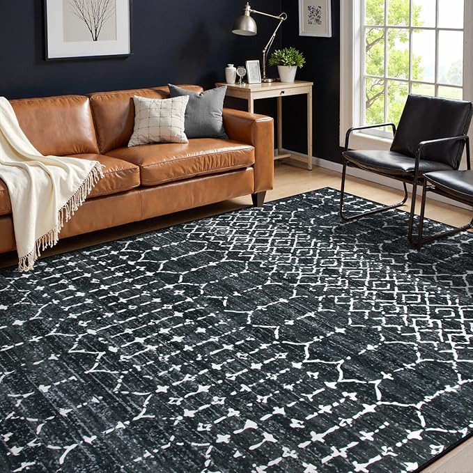Lahome Moroccan Black Area Rugs 6x9 Living Room by Lahome
