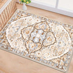 HEBE Washable Area Rug 2'x3' Non Slip Soft Distressed Medallion Bedroom & - Image 6