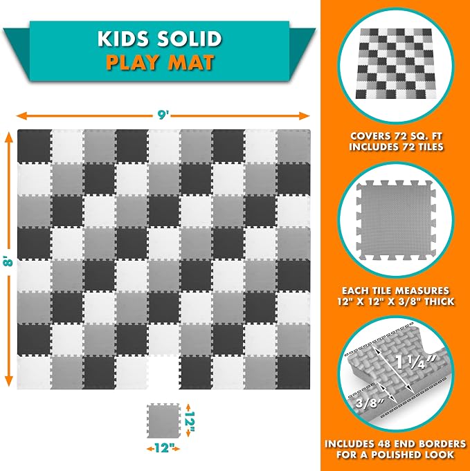 ProSource Baby Play Mat, Soft Foam Floor Tiles - Image 2