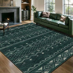 SERISSA 5x7 Area Rugs for Living Room, Washable Non-Slip Dark Green Boho Rug by SERISSAHomeDecorCollection