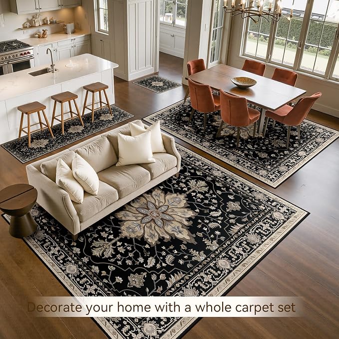 RELEANY Area Rugs 5'x8' Washable Non-Slip, Floral Vintage Distress Medallion - Image 8