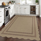 Scalloped 5x7 Rug for Living Room, Easy Jute Washable Outdoor Patio Carpet - Image 7