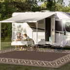 GENIMO Outdoor Rug Waterproof for Patio, Outside Area Mat for Rv, Coffee & Beige - Image 3