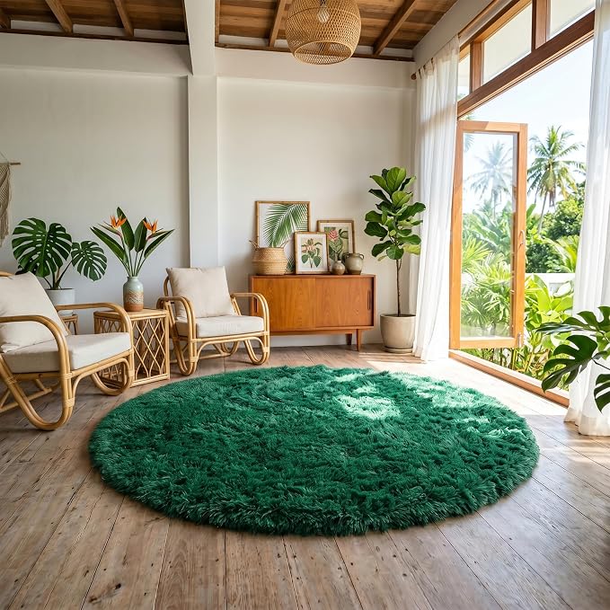 Amdrebio Dark Green Round Rug 4Ft - Image 6