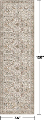 Boho 3x10 Moss Green Wide Hallway Runner Rug 10 ft, Washable Extra Long Runner - Image 2