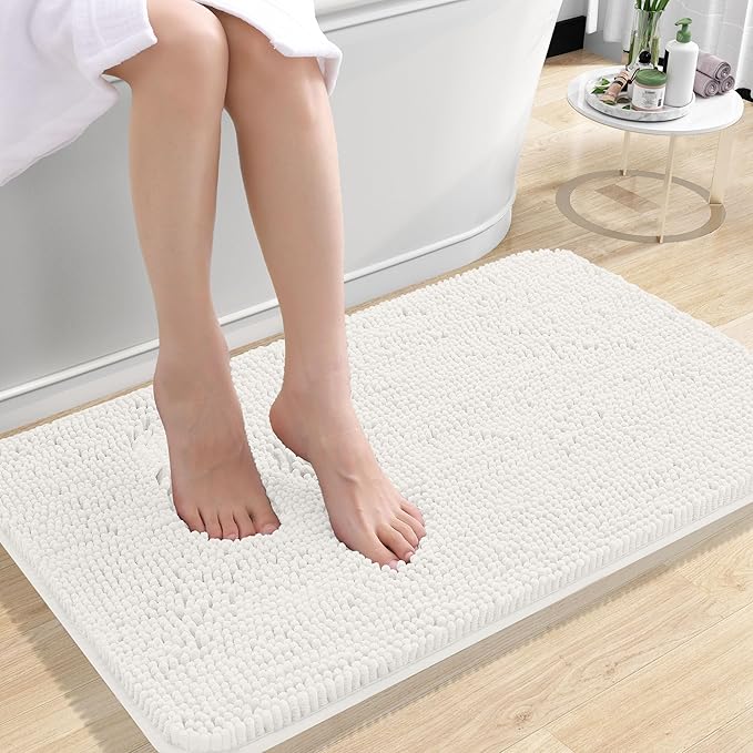 OLANLY Small Bathroom Rugs 24x16, Extra Soft Absorbent Chenille Bath Rugs by OLANLY