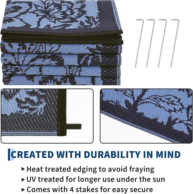 Garvee Outdoor Rugs 9' x 12’ Waterproof Reversible Mats, Large Area Plastic - Image 4