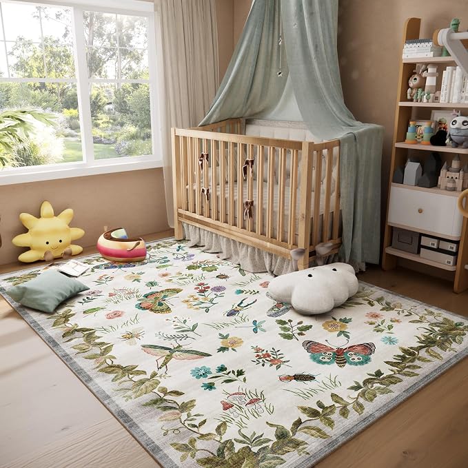 Washable Area Rugs for Living Room: 5x7 Bedroom Rug Vintage Rugs Stain - Image 6