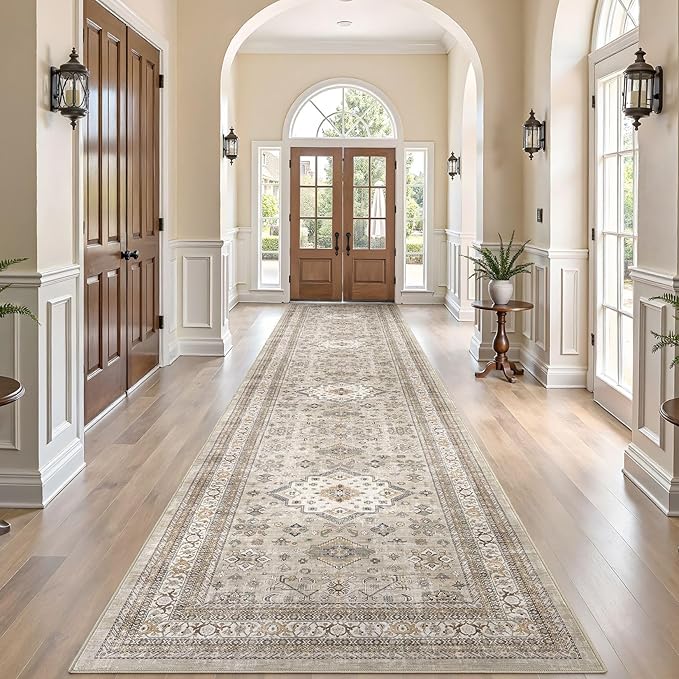 Vintage Hallway Runner Rug 3x12: Large Soft Washable Entryway by COTILED