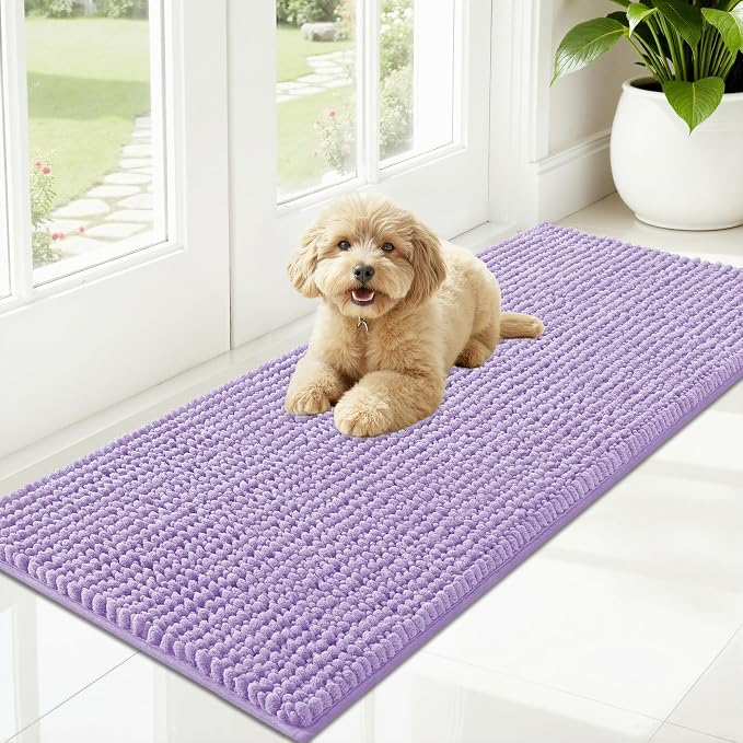 OLANLY Dog Door Mat for Muddy Paws 47x20, Ultra Absorbent Chenille Mud Doormat by OLANLY