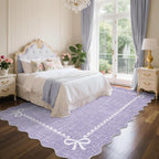 GarveeHome Scalloped Bow Rug for Living Room, Solid Purple Rug for Dorm - Image 2