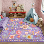 RELEANY Floral Square 8ft Area Rugs Washable Print Boho Cute Carpet Non Slip - Image 6