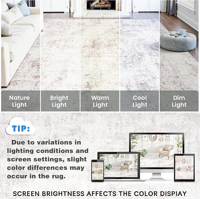 Area Rugs 9x12 Living Room: Large Soft Washable Rug Modern Abstract Anti-Skid - Image 9