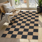 Lahome Colette Checkered Easy Jute Carpet, 3x5 Outdoor Patio Rug Washable Rugs - Image 6