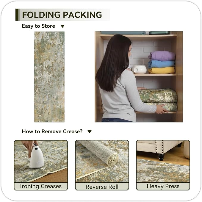Green Rug Runners for Hallways Kitchen 2.6x8 Non Slip Washable Entryway Runner - Image 7