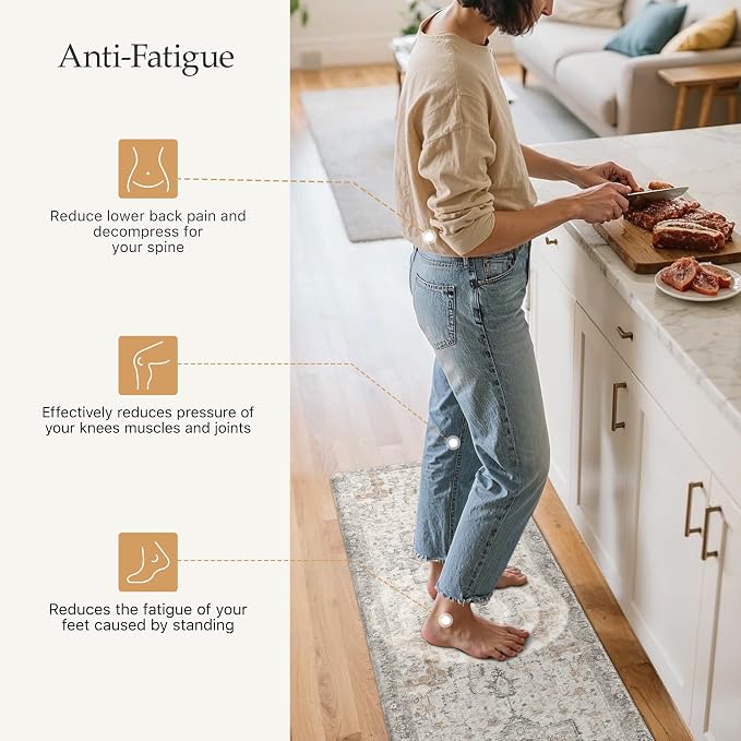 GENIMO Kitchen Mats for Floor 2PCs, Washable Anti Fatigue Mat for Cushioned - Image 3