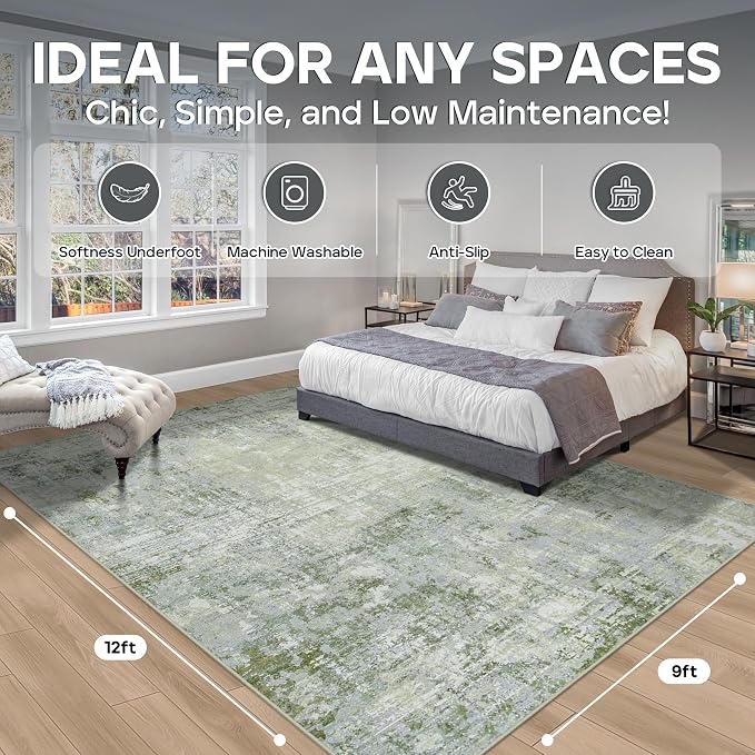 9x12 Area Rugs for Living Room Rug Washable: Modern Large Rug for Dining Room - Image 2