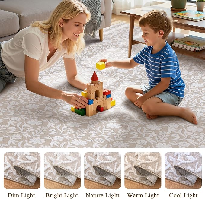 Vaukki 8x10 Area Rug for Living Room, Soft Fluffy Washable Modern Floral Indoor - Image 6