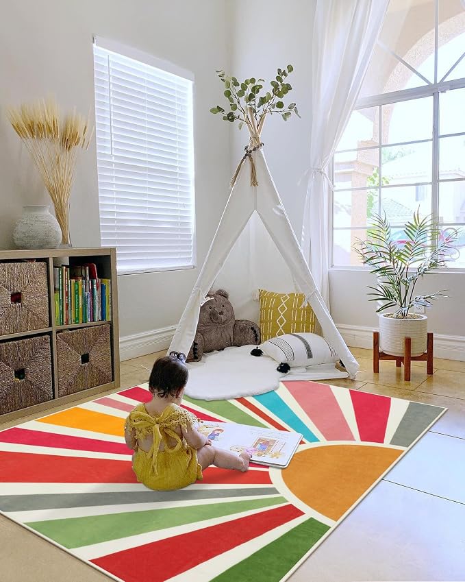 STARUIA Boho Washable Rug 4'x6' Kids Area Rug - Image 7