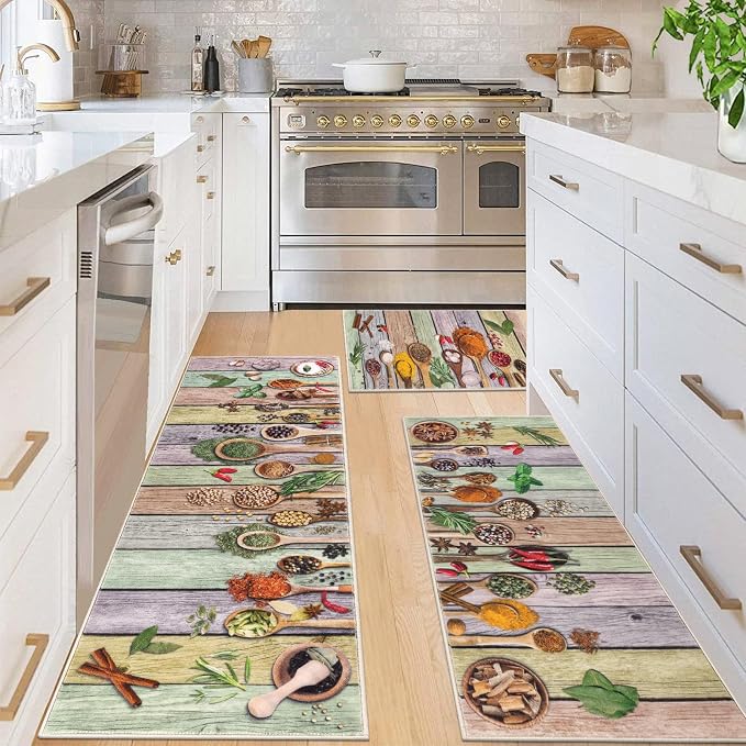 Vaukki Boho Kitchen Rug Sets 3 Pieces, Washable Kitchen Mats by Vaukki