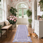 GarveeHome Scalloped Bow Rug for Living Room, Solid Purple Rug for Dorm - Image 2