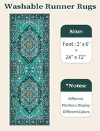 SERISSA Boho Washable Runner Rug, 2x6 Rug Runner Non-Slip Vintage Teal Hallway - Image 6