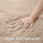 Beige Round Fluffy Rug 6ft, Soft Bedroom Circle Rugs Mats - Image 7