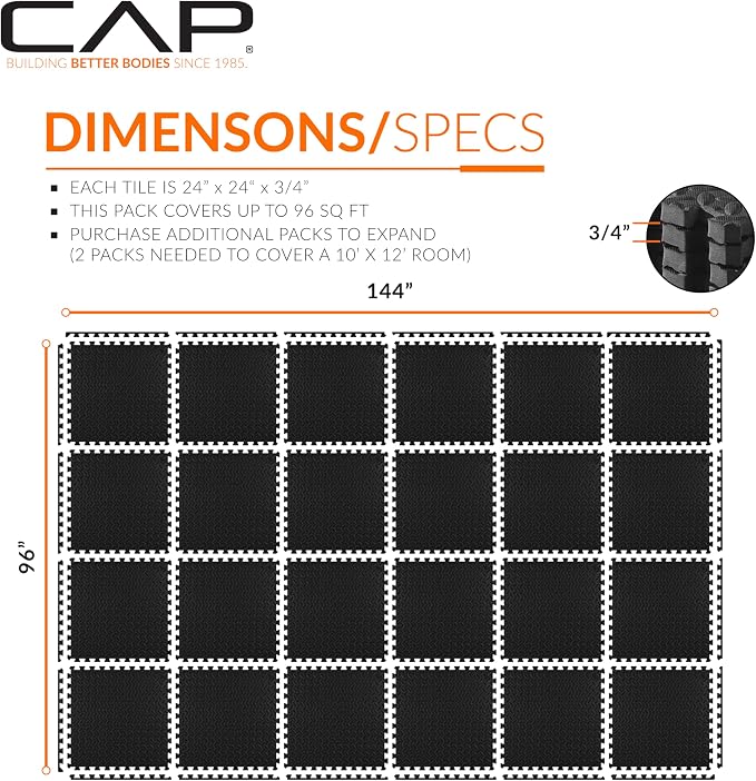 CAP Puzzle Exercise Mats | 3/4” Thick EVA Interlocking Foam Tiles - Image 4