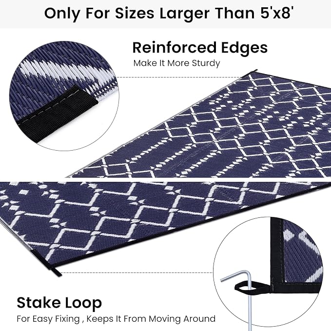 Smiry Outdoor Rug 6x9 ft, Waterproof Reversible Plastic Straw Rugs, Boho - Image 4