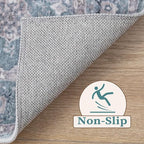 SERISSA Boho 8x10 Area Rugs Blue Grey, Washable Vintage Floral Large Living - Image 3