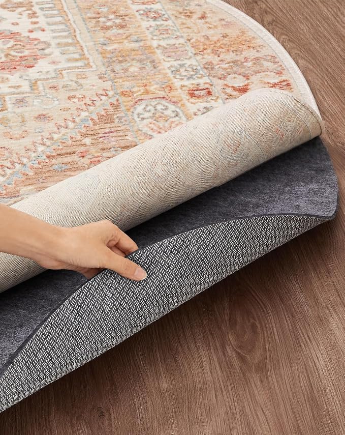 Veken 4 Ft Round Non Slip Cushioned Rug Pad Gripper, Felt and Silicone Backing by Veken