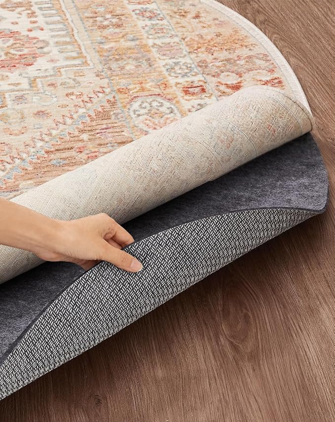 Veken 8 Ft Round Non Slip Cushioned Rug Pad Gripper, Felt and Silicone Backing by Veken