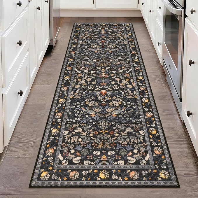 HEBE Washable Hallway Runner Rug 2'x 6' Non Slip Kitchen Rugs Runner, Low Pile by HEBE