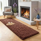 Brown Runner Rug 2' x 6', Fluffy Coffee Rugs by PAGISOFE