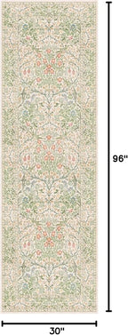 Vintage Beige Green 2'6" x 8' Runner Rug - Image 2