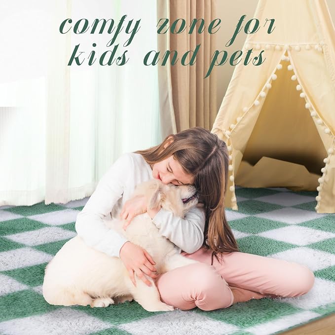 Super Soft Rug for Bedroom, 5x7 ft Sage Green and White Area Rug Classic - Image 7