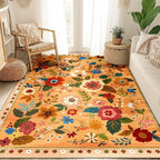 RELEANY Floral 5x7 Area Rugs Washable Print Boho Cute Carpet Non Slip Flower - Image 2