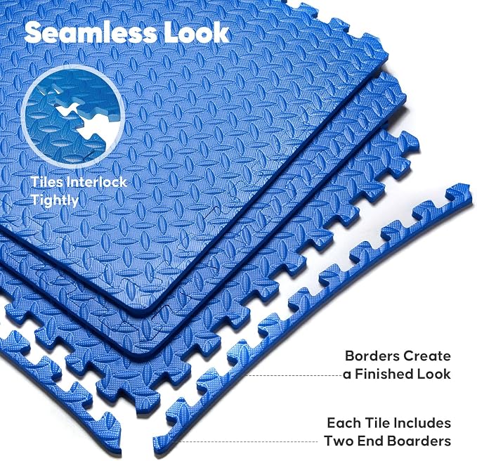 24 Pack Home Gym Mat, Puzzle Exercise Mat, EVA Interlocking Foam Floor Tiles - Image 5