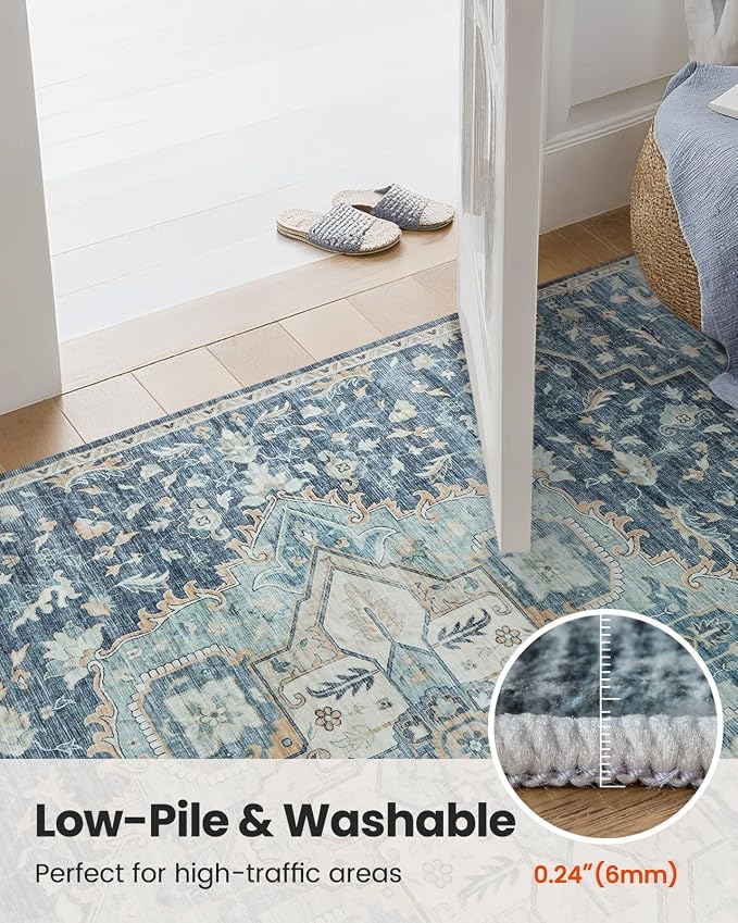 AMADA HOMEFURNISHING Washable Area Rug, Low-Profile Large Area Rug - Image 7